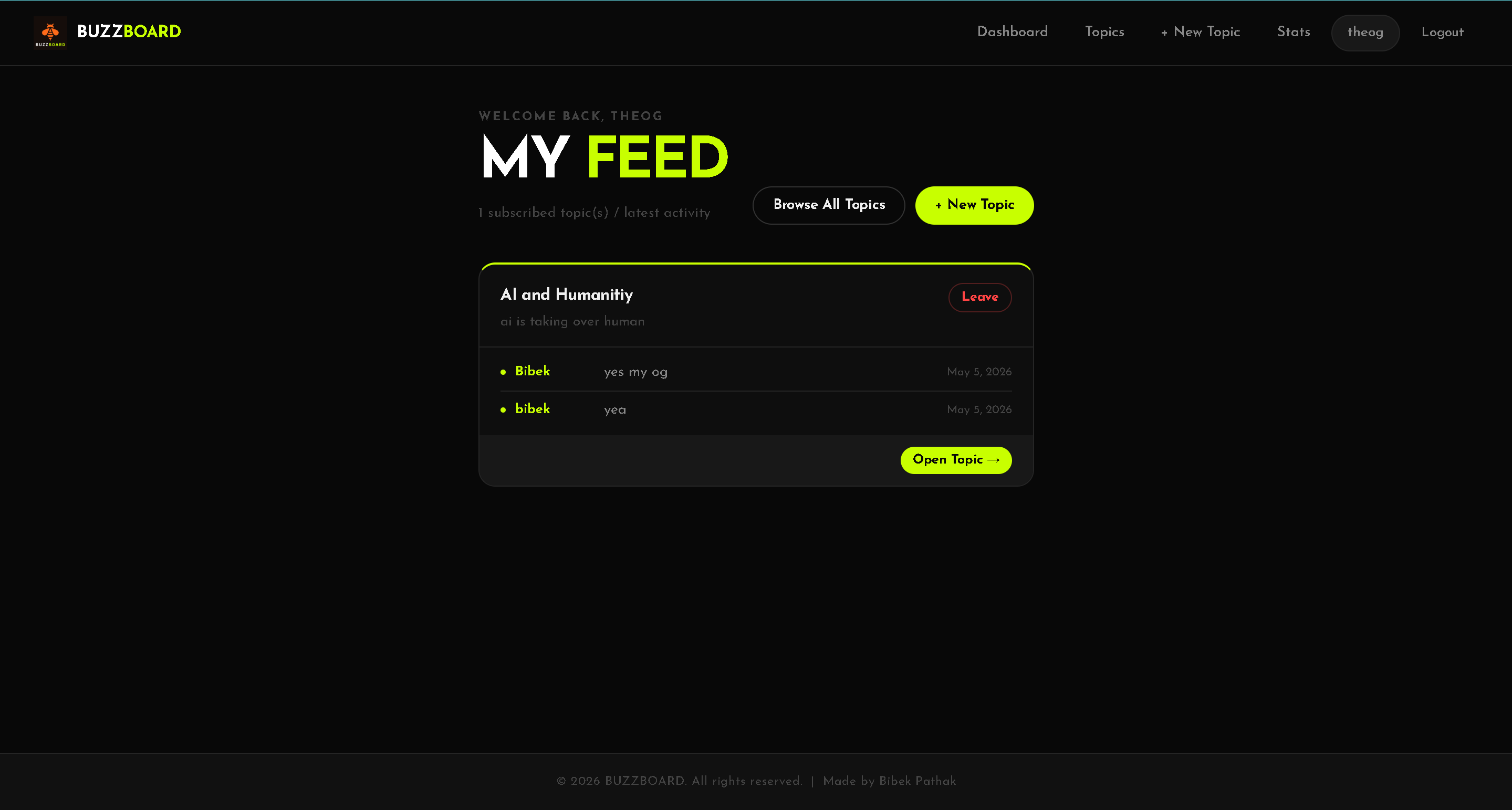 BuzzBoard · Node.js · Express · MongoDB
